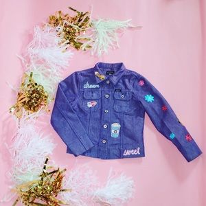 Kids patch work purple denim